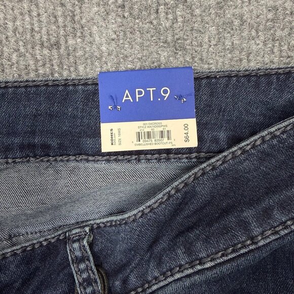 Apt 9 Distressted Boot Cut Jeans Rhinestones Cowgirl Glam Womens Plus 16WS NEW - Picture 6 of 14